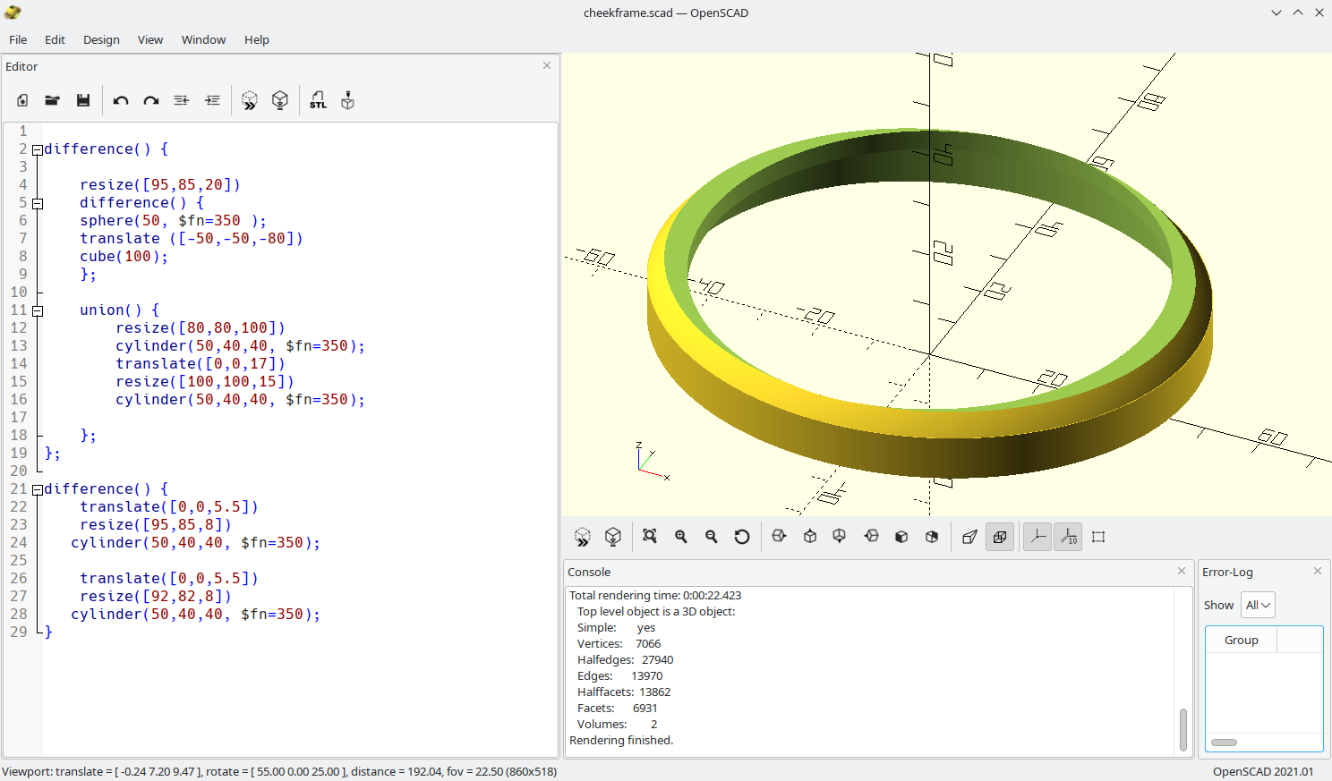 OpenSCAD model of the protogen cheek cover
